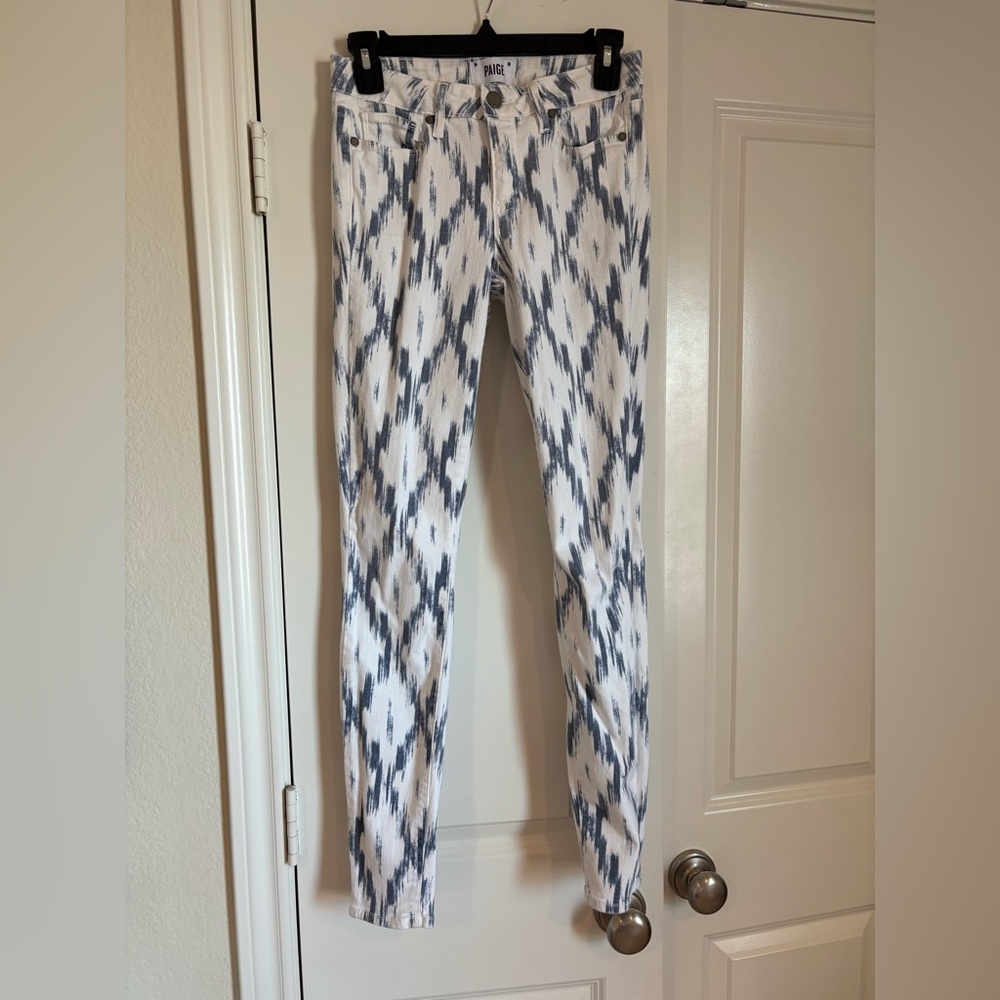 Paige jeans white and denim ikat look